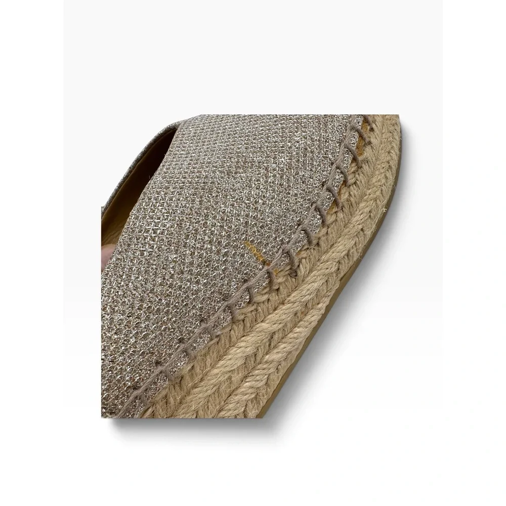 Franco Sarto Pine Womens 8M Champagne Silver Metallic Espadrille Wedge Sandals